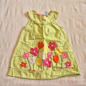 Gymboree girls size 12-18 months Tea Time Afternoon green appliqued dress VGUC